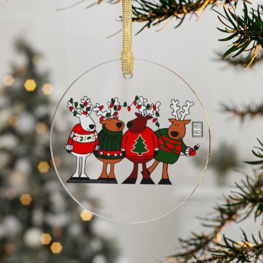 Reindeer Medley Clear Acrylic Ornament