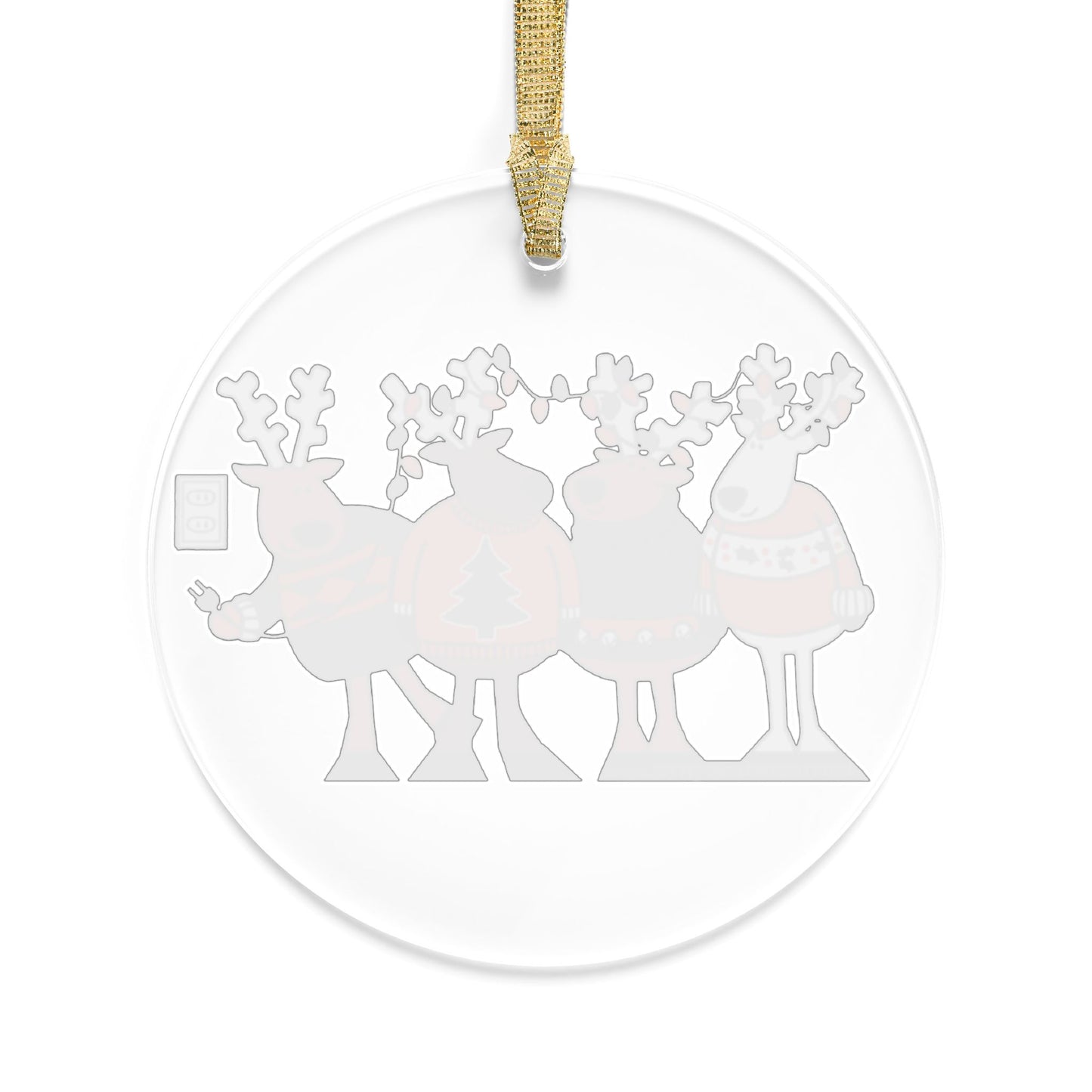 Reindeer Medley Clear Acrylic Ornament