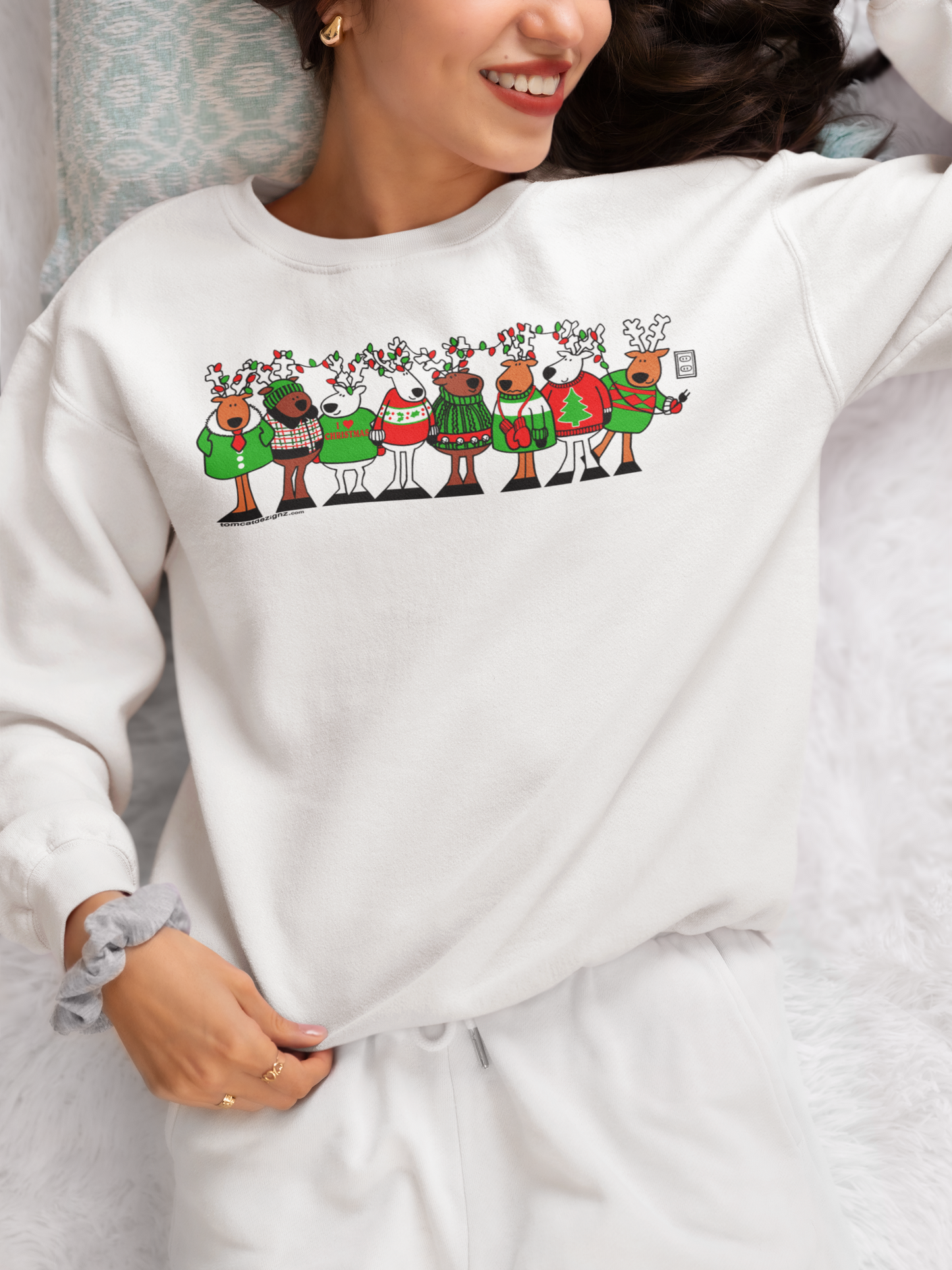 Reindeer Medley Sweatshirt White Snow