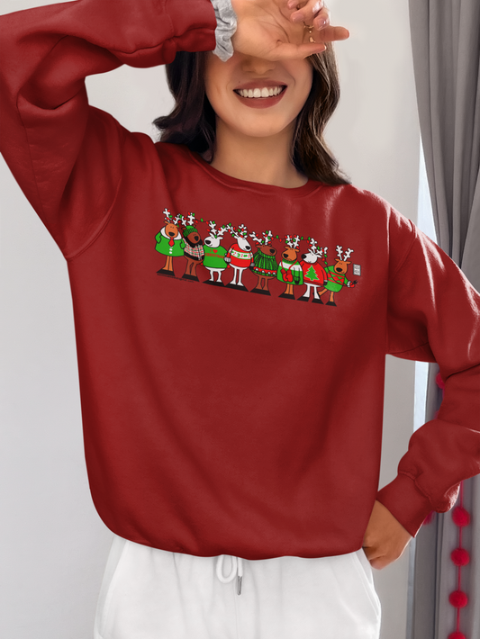 Reindeer Medley Sweatshirt Wine Red