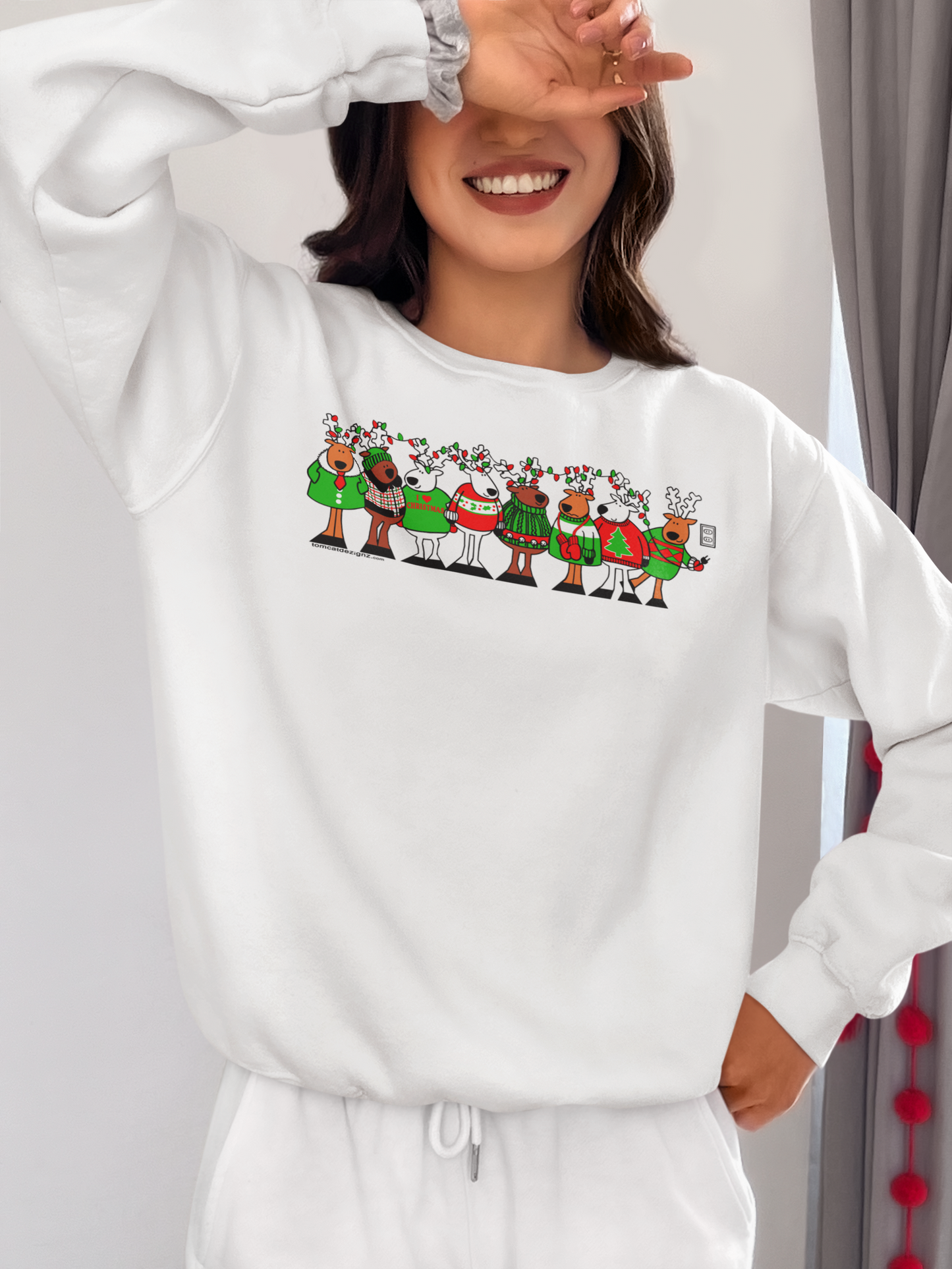 Reindeer Medley Sweatshirt White Snow